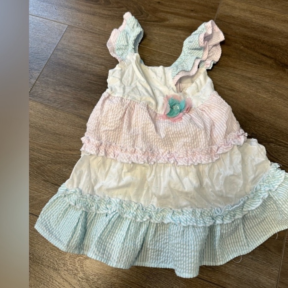 💥 $5 if bundled - 18 Month Nanette Baby Dress Fully Lined Pastel Seersucker